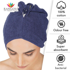 Rangoli Noble Cotton Hair Wrap Towel | Quick Dry, Absorbent Shower Cap