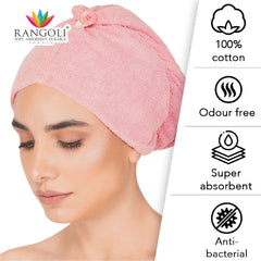 Rangoli Noble Cotton Hair Wrap Towel | Quick Dry, Absorbent Shower Cap