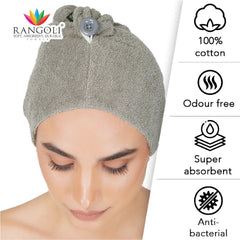 Rangoli Noble Cotton Hair Wrap Towel | Quick Dry, Absorbent Shower Cap