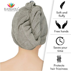 Rangoli Noble Cotton Hair Wrap Towel | Quick Dry, Absorbent Shower Cap