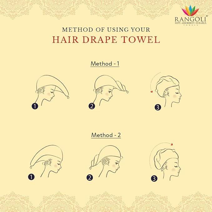 Noble Cotton Hair Wrap Towel - Beige | Quick Dry, Absorbent Shower Cap - Rangoli