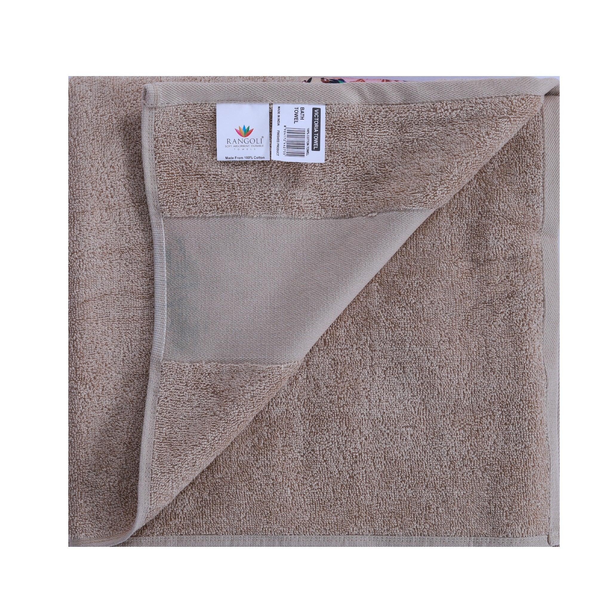 Victoria 100% Cotton Towel set of 4, (Printed Border), 450 GSM - Rangoli