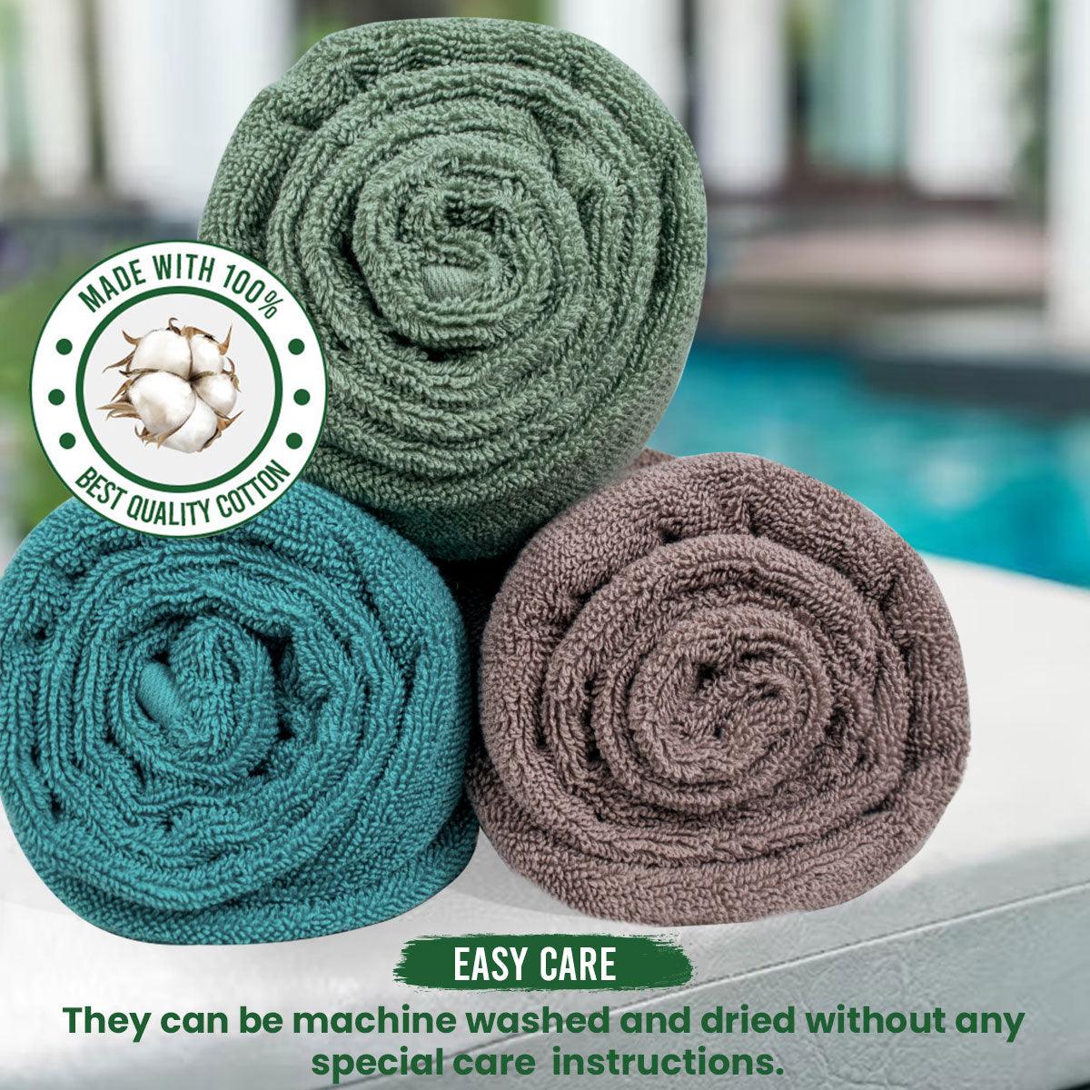 540 GSM Martin Hand Towel Set Of 3 | Ultra Soft & Highly Absorbent Towels | Green, Blugrn, Turquoise - Rangoli