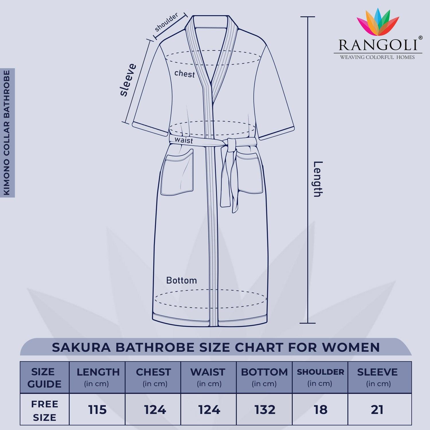 Sakura Women 420 GSM Cotton Bathrobe - Rangoli