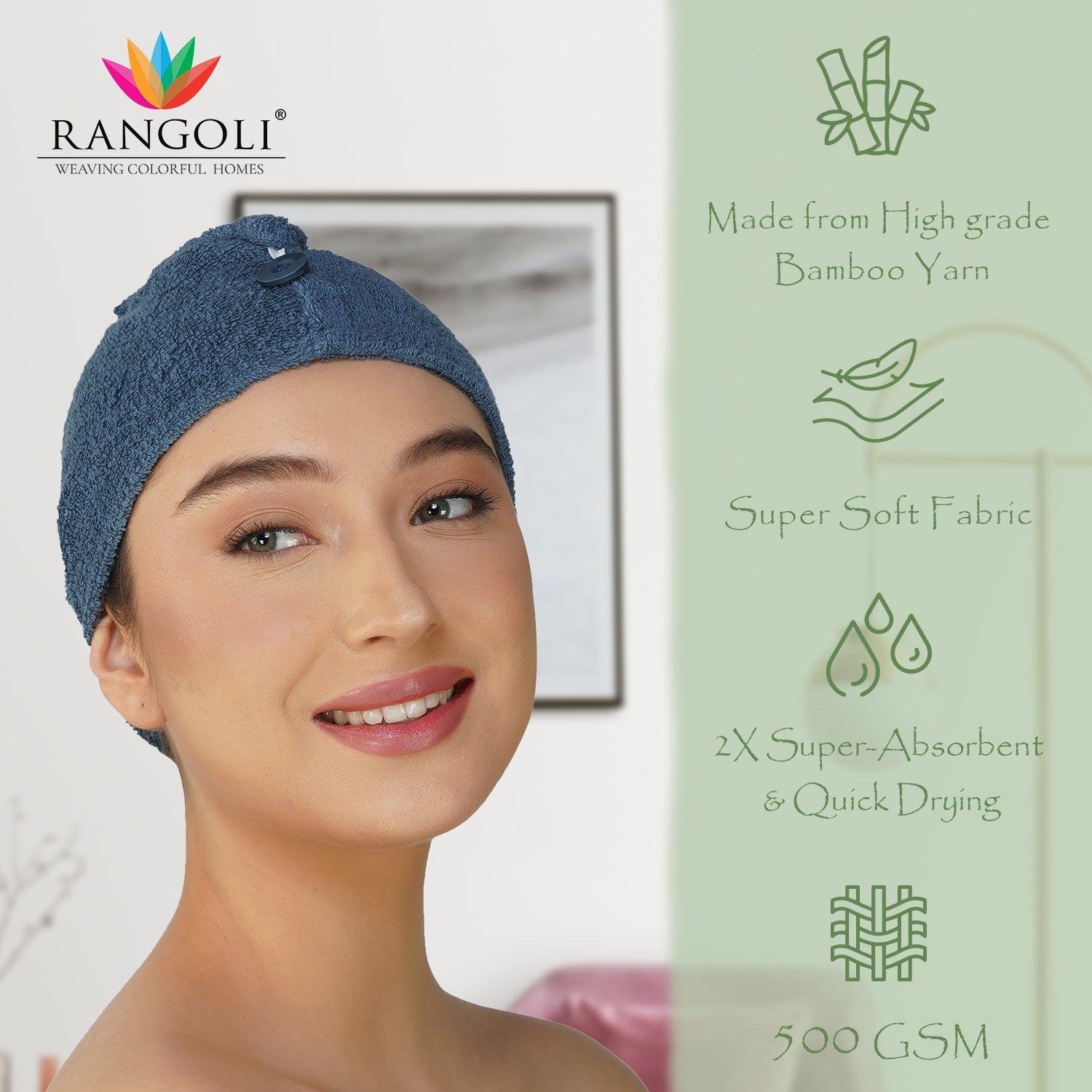 Royal Bamboo Hair Wrap | Quick Dry, Absorbent Shower Cap - Rangoli