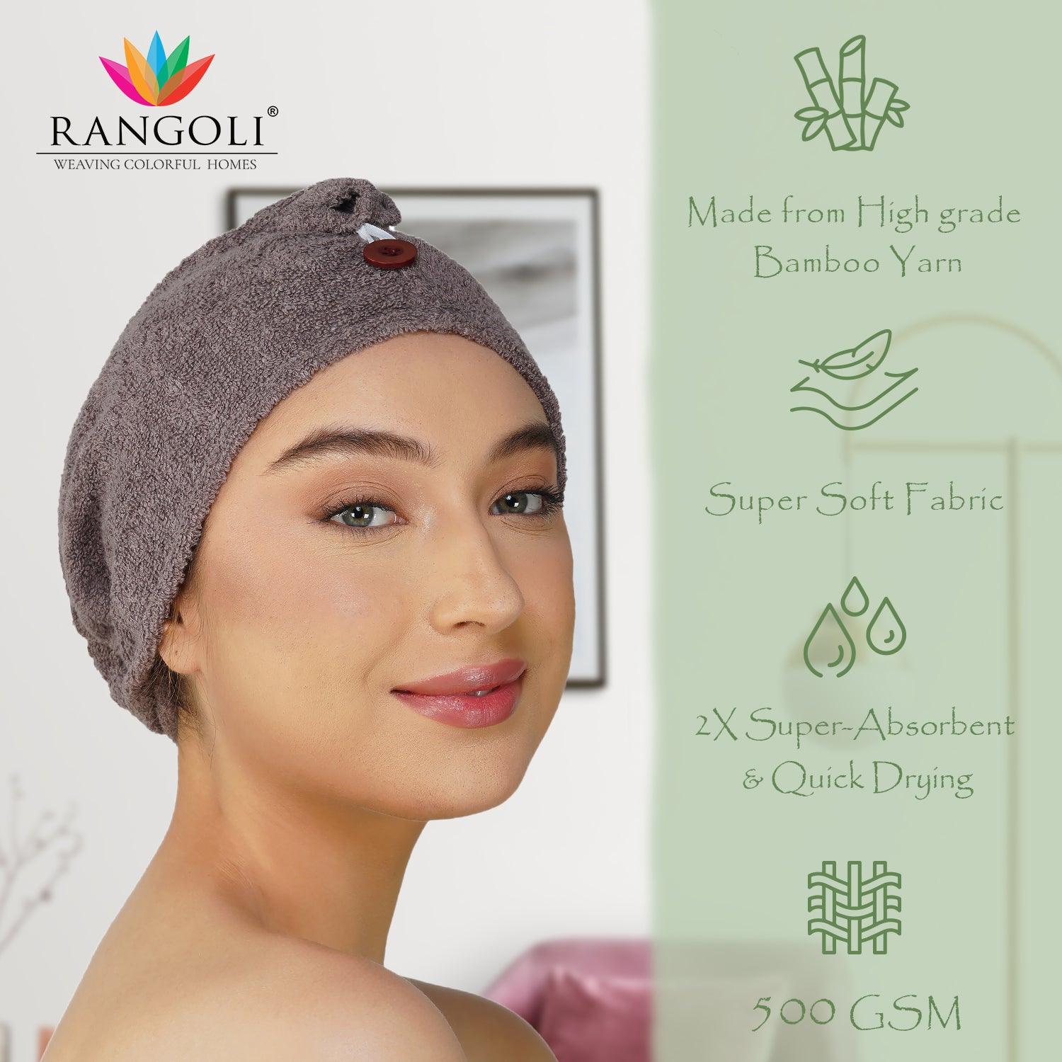 Royal Bamboo Hair Wrap | Quick Dry, Absorbent Shower Cap - Rangoli