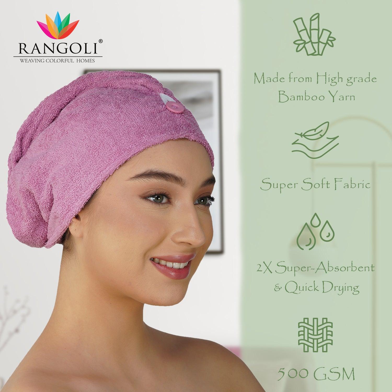 Royal Bamboo Hair Wrap | Quick Dry, Absorbent Shower Cap - Rangoli