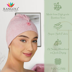 Royal Bamboo Hair Wrap | Quick Dry, Absorbent Shower Cap - Rangoli