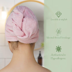 Royal Bamboo Hair Wrap | Quick Dry, Absorbent Shower Cap - Rangoli