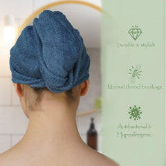 Royal Bamboo Hair Wrap | Quick Dry, Absorbent Shower Cap - Rangoli