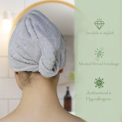 Royal Bamboo Hair Wrap | Quick Dry, Absorbent Shower Cap - Rangoli