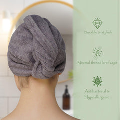 Royal Bamboo Hair Wrap | Quick Dry, Absorbent Shower Cap - Rangoli