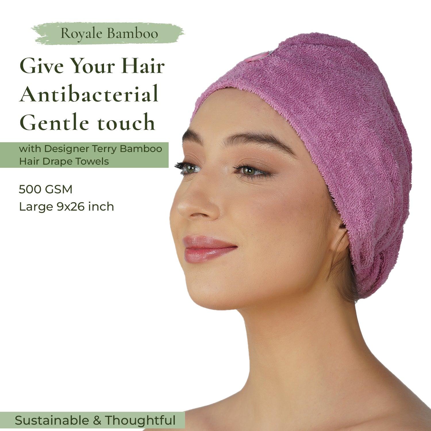 Royal Bamboo Hair Wrap | Quick Dry, Absorbent Shower Cap - Rangoli