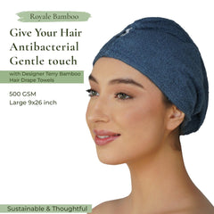 Royal Bamboo Hair Wrap | Quick Dry, Absorbent Shower Cap - Rangoli