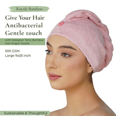 Royal Bamboo Hair Wrap | Quick Dry, Absorbent Shower Cap - Rangoli