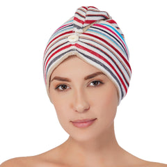 Pinstripe Cotton Hair Wrap Towel