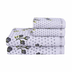 Rose N Heart 450 GSM Cotton Towel Set of 4 - Grey