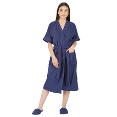 Noble Women 400 GSM Cotton Bathrobe - Navy Blue