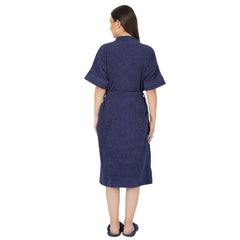 Noble Women 400 GSM Cotton Bathrobe - Navy Blue