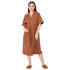 Noble Women 400 GSM Cotton Bathrobe - Brown