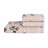 Rose N Heart 450 GSM Cotton Towel Set Of 3 - Beige