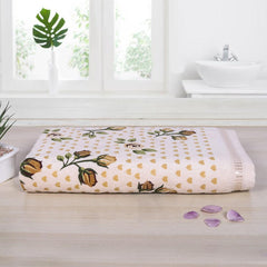 Rose & Heart 450 GSM Cotton Bath Towel - Beige