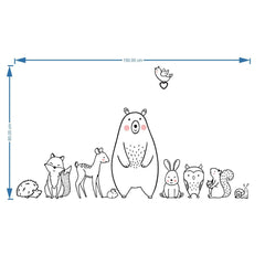 Jungle Animals Wall Sticker (PVC Vinyl, 150 cm x 85 cm, Self-adhesive) - Rangoli