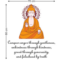 Meditating Buddha quotes Wall Sticker (PVC Vinyl, 39 cm x 39 cm, Self-adhesive) - Rangoli