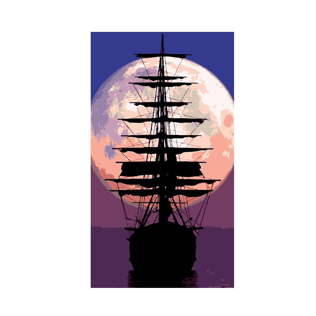 Rangoli wooden stretched moonlight sailing art for home décor