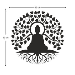 Buddha Under The Bodhi Tree Wall Sticker (PVC Vinyl, 39 cm x 39 cm, Self-Adhesive) - Rangoli