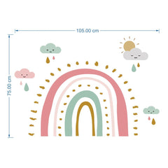 Rainbow Illustrations Wall Sticker (PVC Vinyl, 145 cm x 120 cm, Self-adhesive)  - Rangoli