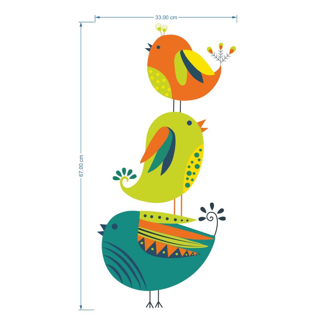 Three birds Wall Sticker (PVC Vinyl, 67 cm x 33 cm, Self-adhesive) - Rangoli
