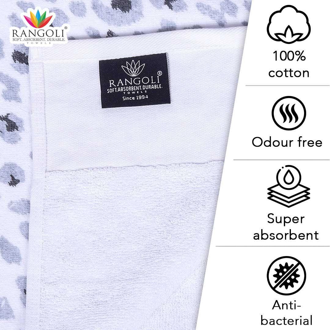 Snow Leopard 100% Cotton Towel Set of 4, 500 GSM - Features