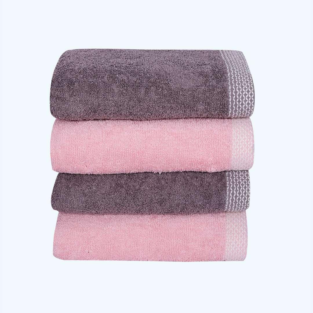 600 GSM Bamboo Hand Towels Set Of 4 - Peach & Ash Grey