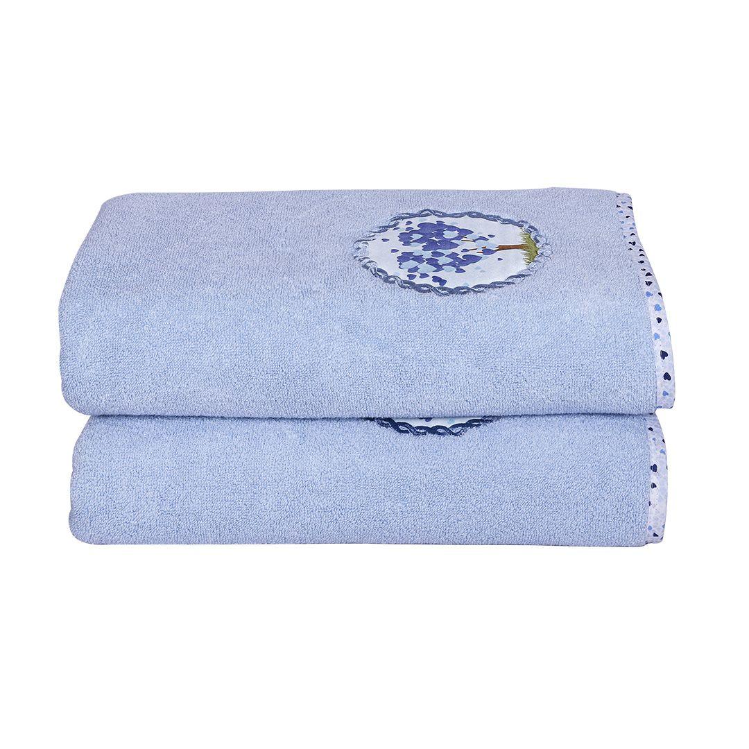 Love Tree Bath Towel Set Of 2 - Blue