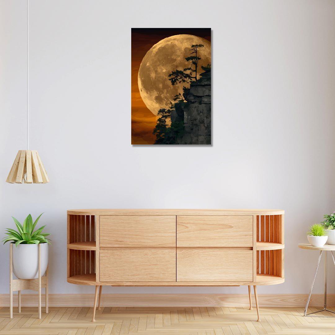 Rangoli wooden stretched the moon art for home décor