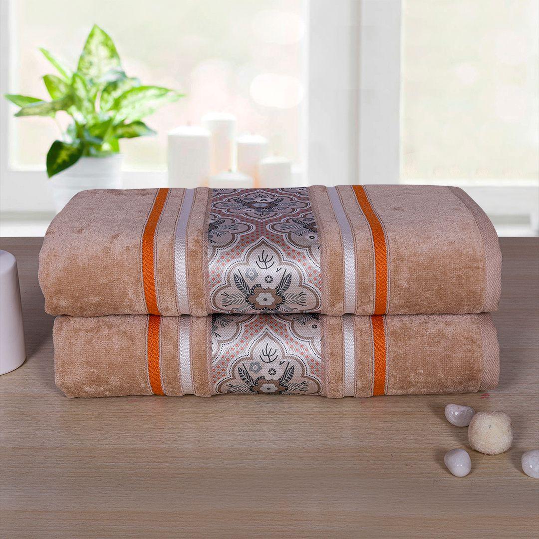 Oriental Bath Towel Set Of 2 - Beige