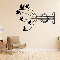 Music birds Wall Sticker (PVC Vinyl, 105 cm x 75 cm, Self-adhesive) - Rangoli