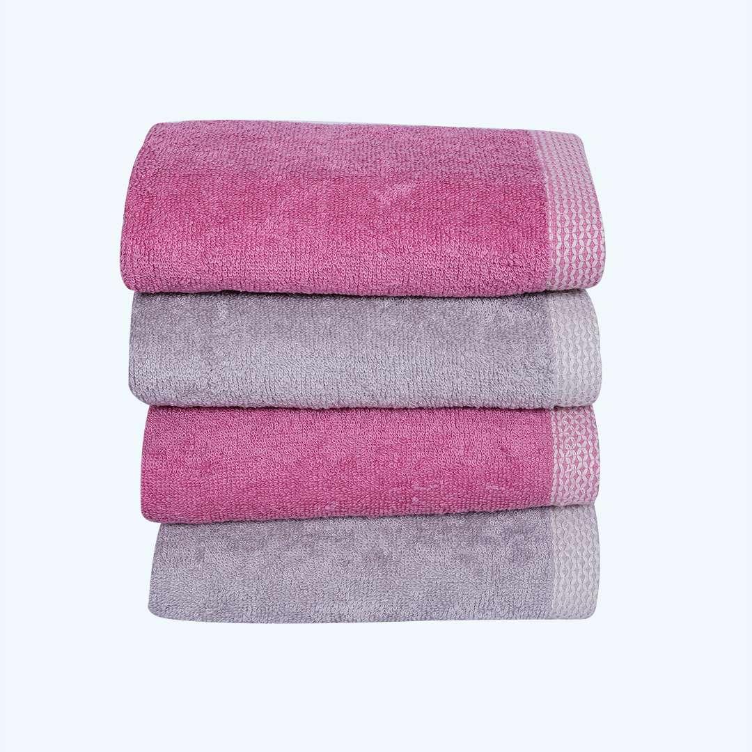600 GSM Bamboo Hand Towels Set Of 4 - Purple & Grey