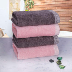 Bamboo Hand Towels Set Of 4 - Peach & Ash Grey