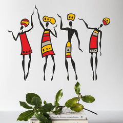 Dancing men Wall Sticker (PVC Vinyl, 55 cm x 65 cm, Self-adhesive) - Rangoli