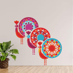 Rangoli Peacock Wall Sticker (PVC Vinyl, 75 cm x 75 cm, Self-adhesive) - Rangoli