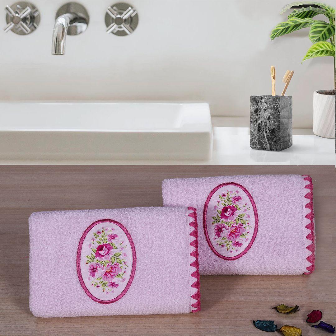 Gemstone Hand Towel Set Of 2 - Pink