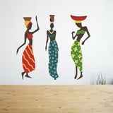 Dancing Indian women Wall Sticker (PVC Vinyl, 85 cm x 95 cm, Self-adhesive) - Rangoli