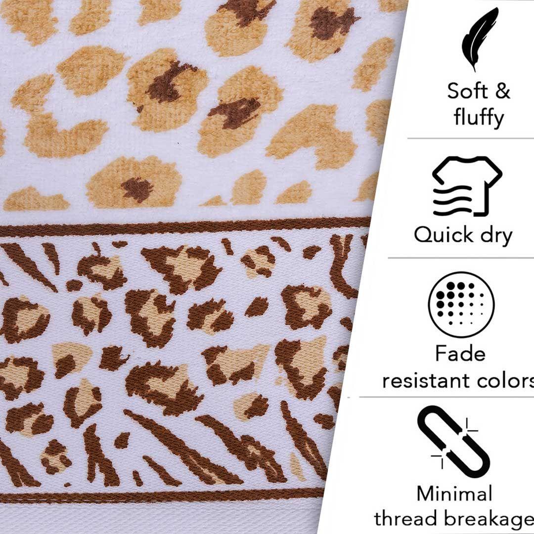 Snow Leopard 100% Cotton Bath Towel Set of 2, 500 GSM - Features