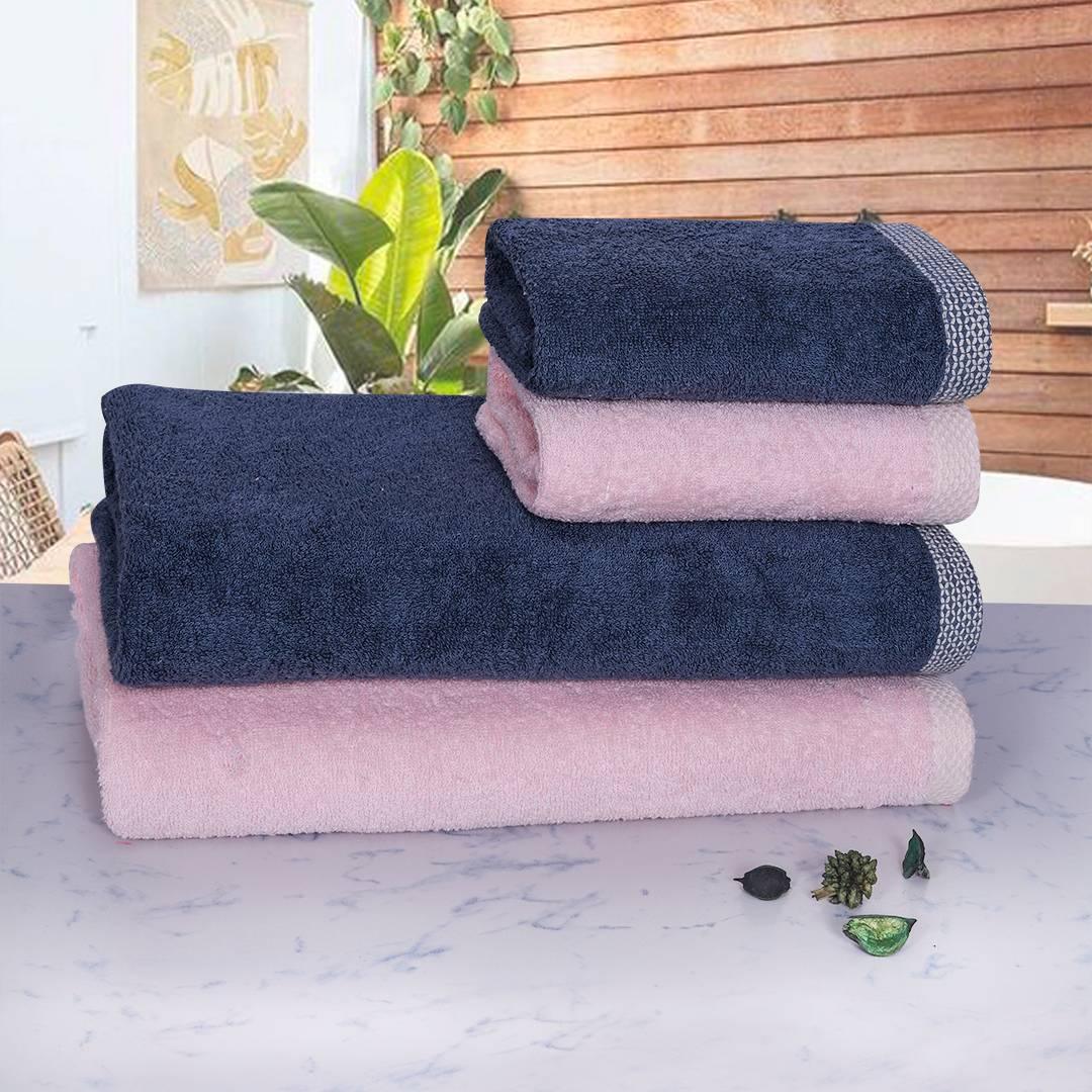 Bamboo Towels Set Of 4 - Pink & Blue