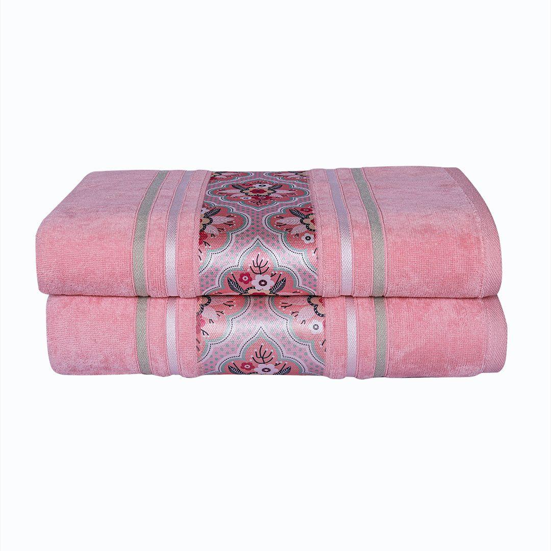Oriental Bath Towel Set Of 2 - Peach