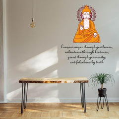 Meditating Buddha quotes Wall Sticker (PVC Vinyl, 39 cm x 39 cm, Self-adhesive) - Rangoli