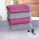 Bamboo Hand Towels Set Of 4 - Purple & Grey