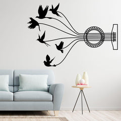 Music birds Wall Sticker (PVC Vinyl, 105 cm x 75 cm, Self-adhesive) - Rangoli